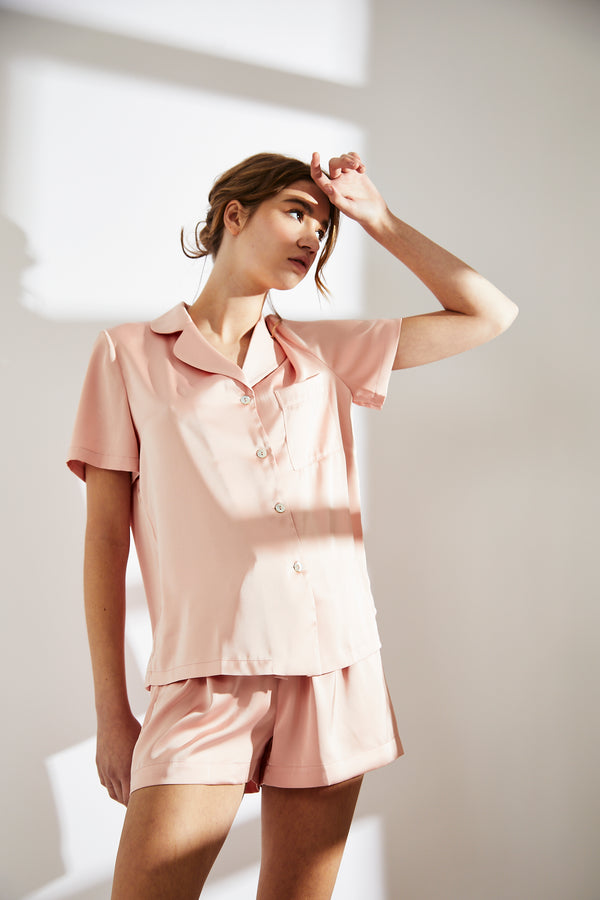 Dusty Pink Short Satin Pyjama Set
