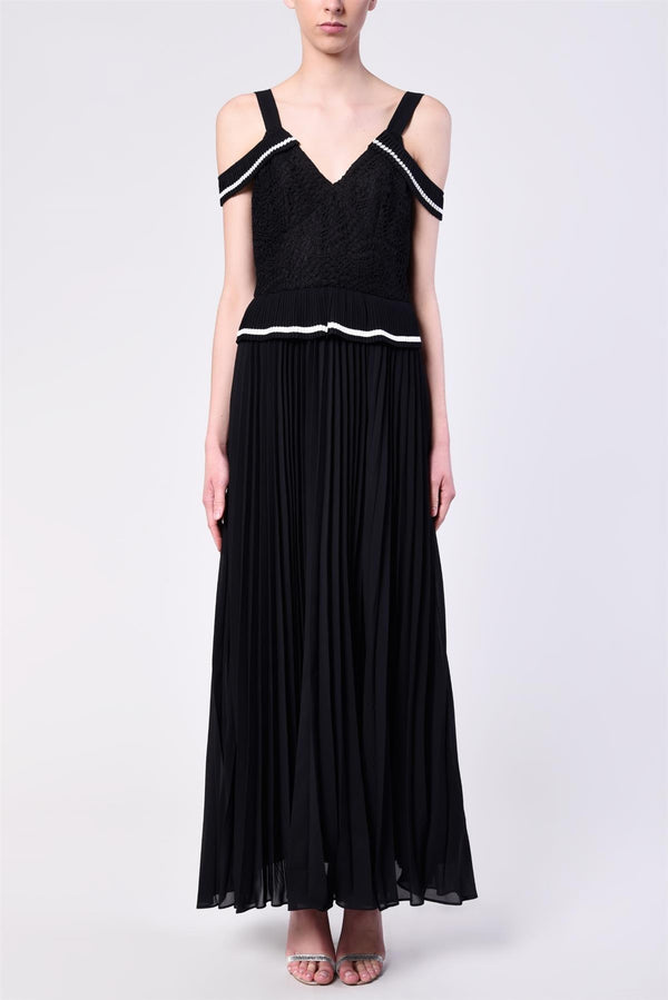 Liberty Black Maxi Pleated Dress