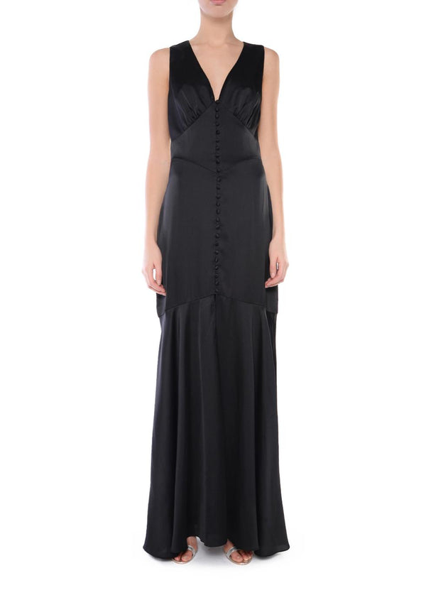 Margo Black Button Detail Maxi Dress