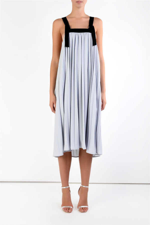 Hope Grey Black Pleated Loose Fit Midi Dress
