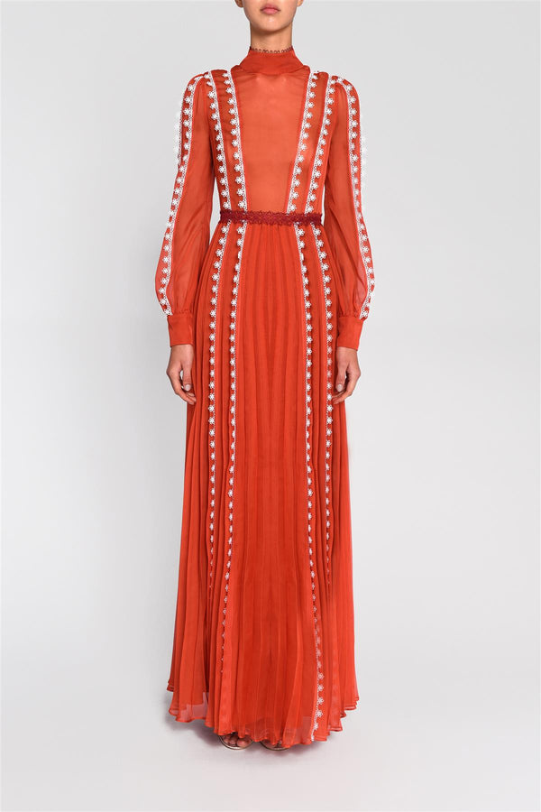 Burnt Orange Raina Long Sleeve Maxi-Dress