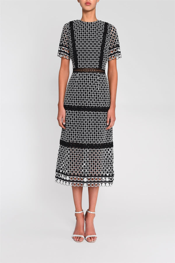 Black White Chelsea Broderie Maxi-Dress