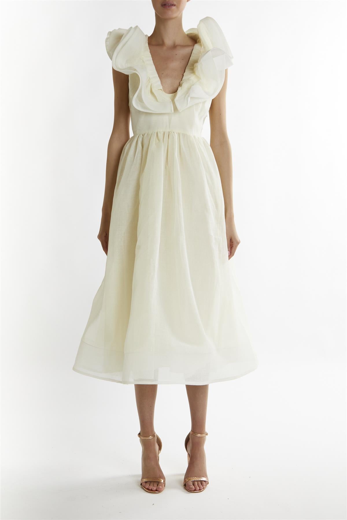 Soft-Yellow Peyton Ruffle Midi Dress - True Decadence Soft-Yellow Peyton Ruffle Midi Dress - True Decadence