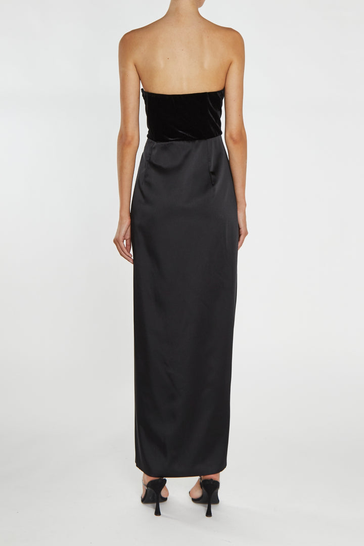 Alexis Black Bandeau Draped Maxi Dress