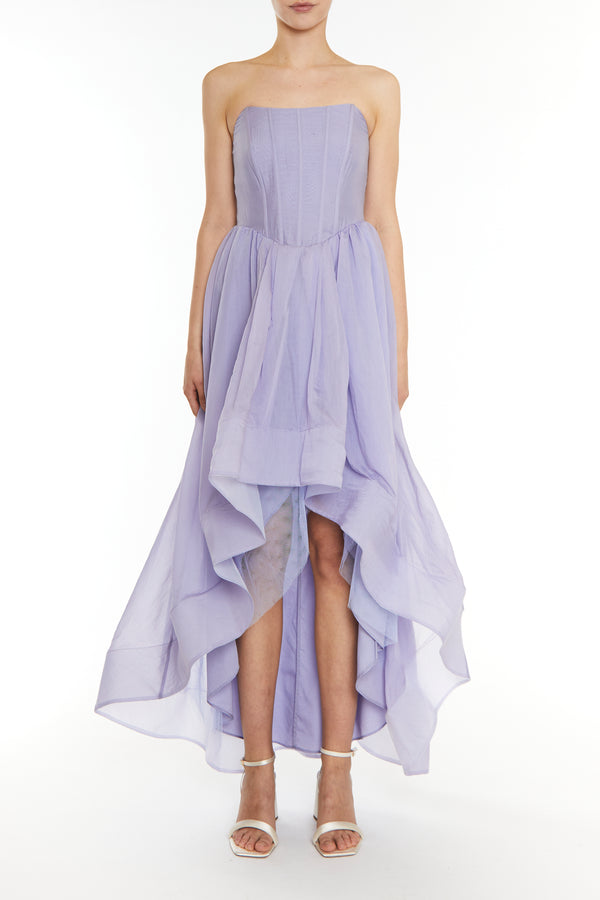 Winnie Hydrangea Corset Style Hi-Low Dress