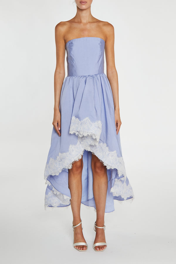 Palmer Cornflower-Blue Strapless Hi-Low Dress