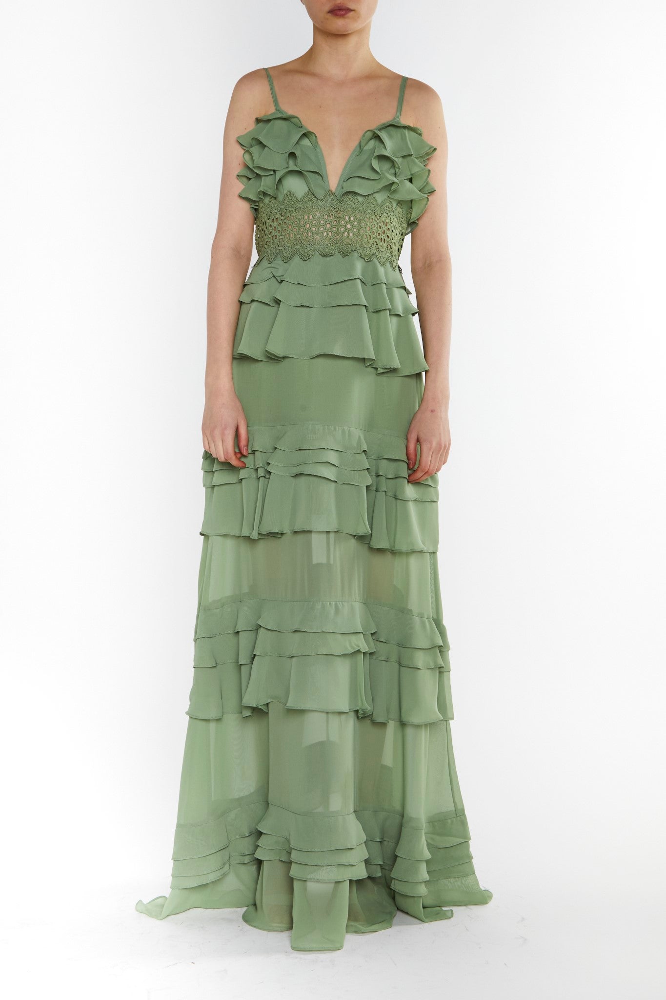 white christmas dresses Sophia Sage Green Plunge Front Tiered Ruffle Maxi-Dress white christmas dresses Sophia Sage Green Plunge Front Tiered Ruffle Maxi-Dress