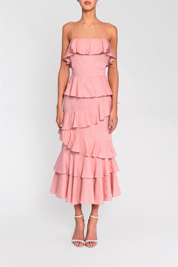 Dusty Pink Harlow Tiered Ruffle Maxi-Dress