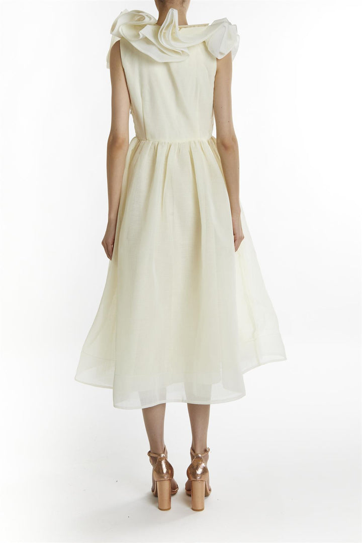 Soft-Yellow Peyton Ruffle Midi Dress Soft-Yellow Peyton Ruffle Midi Dress