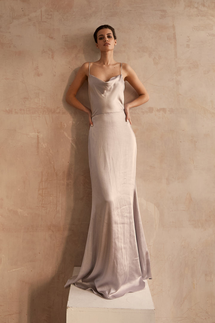 Vivian Silver Grey Cowl-Neck Bias Cut Maxi-Dress - True Decadence Vivian Silver Grey Cowl-Neck Bias Cut Maxi-Dress - True Decadence