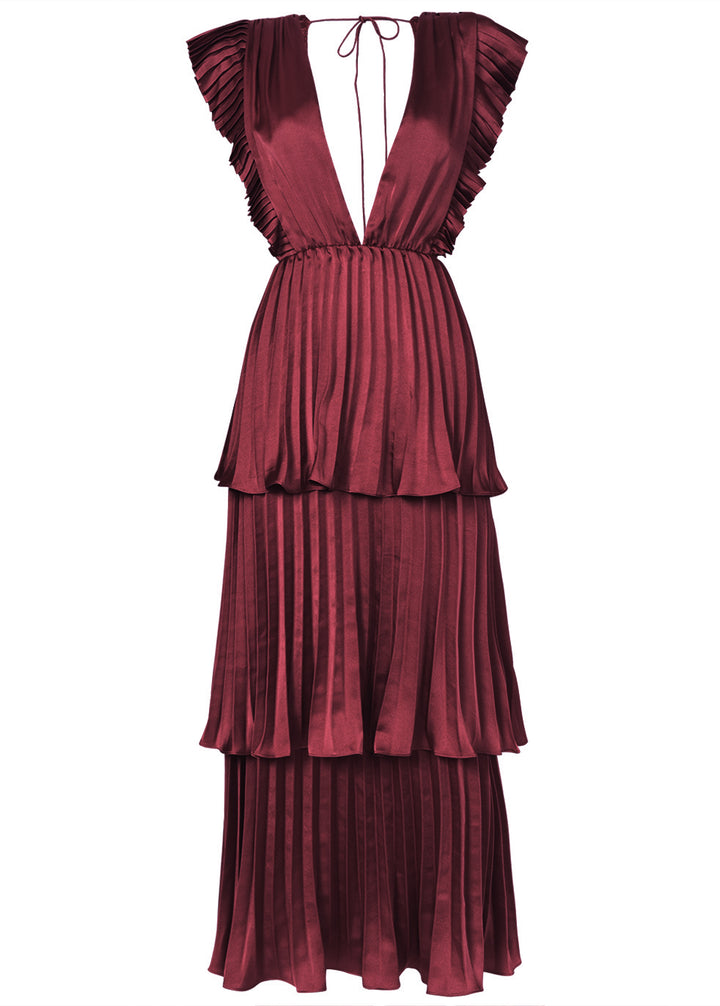 true decadence light blue pleated tiered midaxi dress BLUE