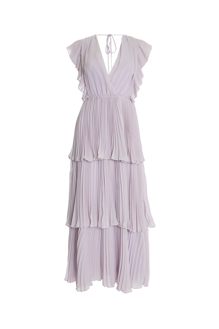 Beatrice Lilac Pleated Tiered Midaxi Dress