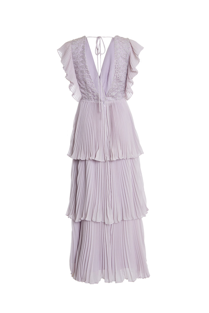 Beatrice Lilac Pleated Tiered Midaxi Dress