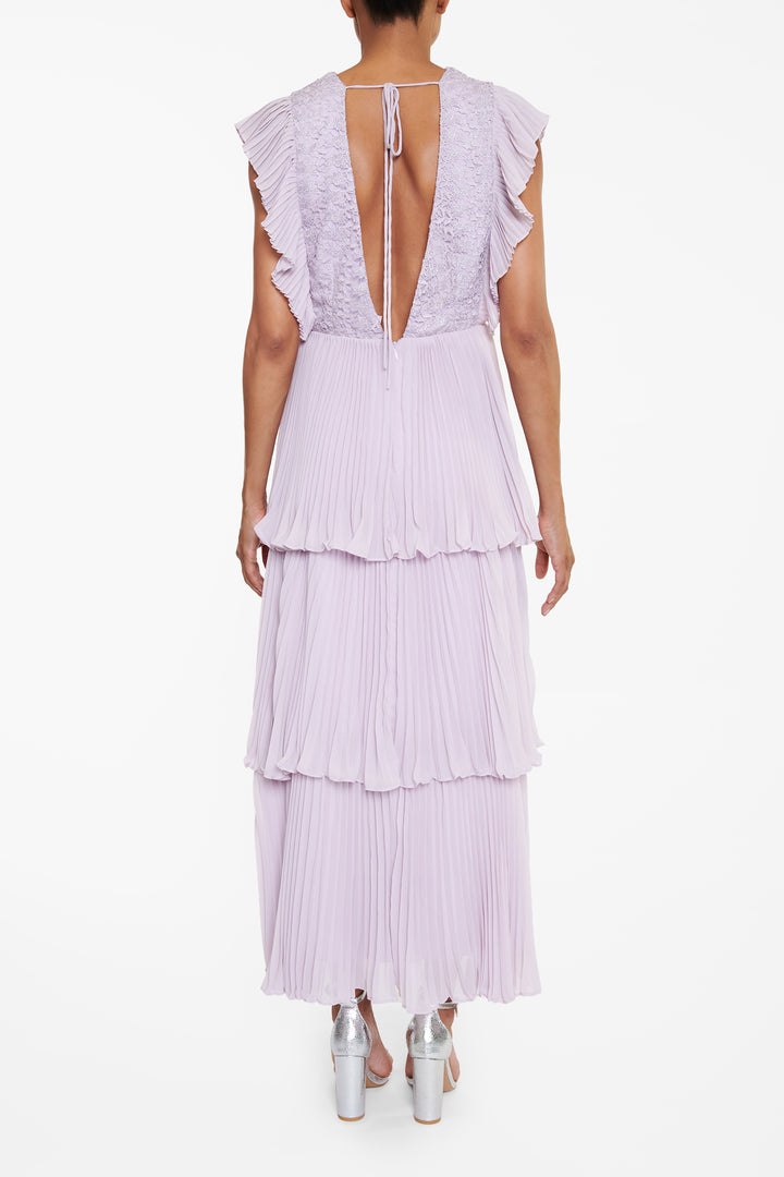 Beatrice Lilac Pleated Tiered Midaxi Dress