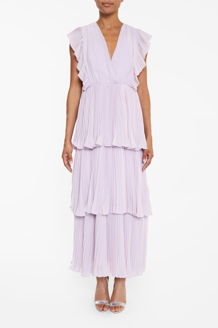 Beatrice Lilac Pleated Tiered Midaxi Dress