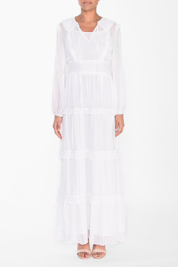 White Collared Smock Maxi Dress