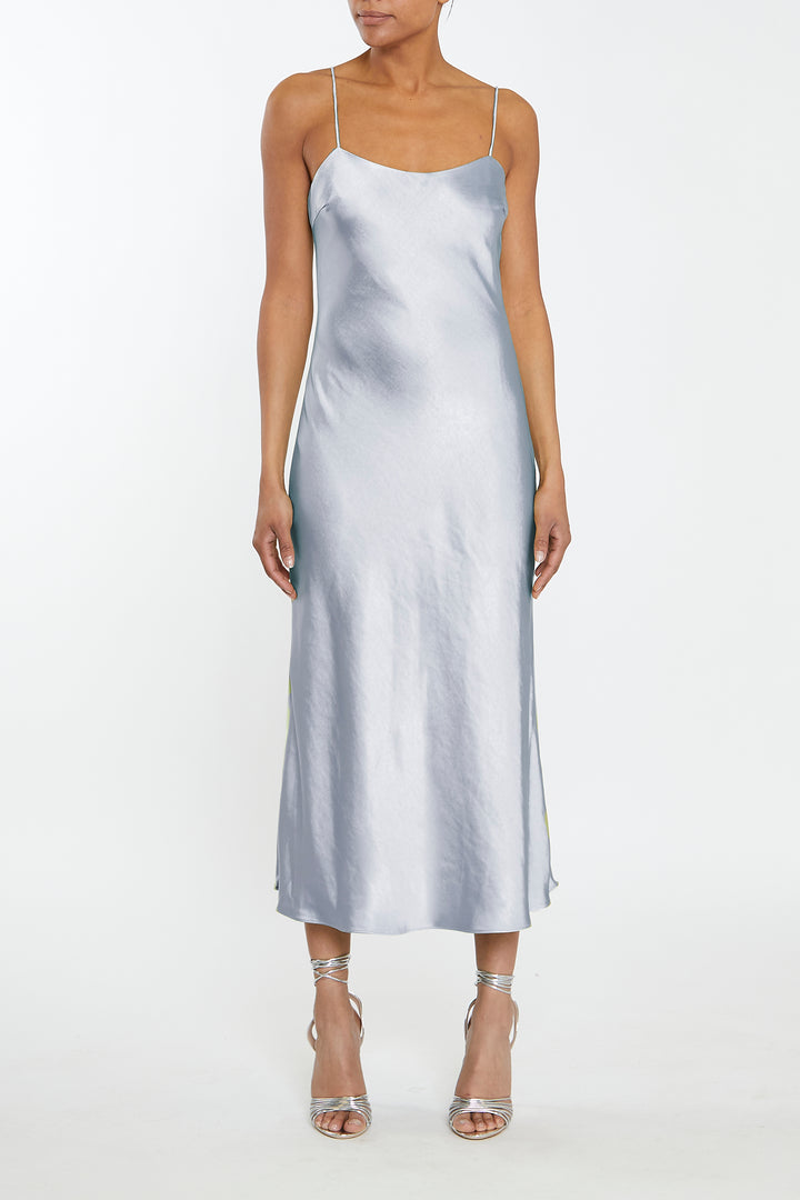 icy blue satin dress Zenita Mini Dress in Satin Ice Blue