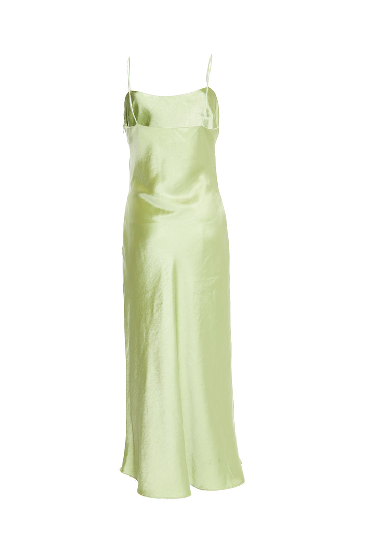 Delphine Soft Lime Midi Satin Slip Dress