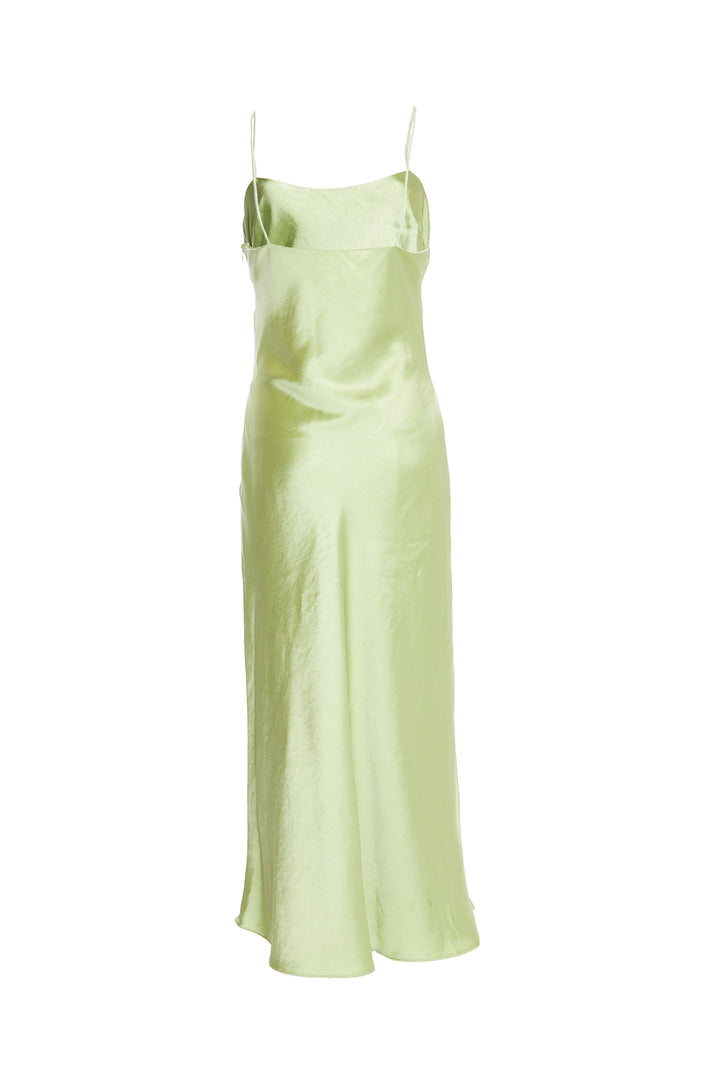 Delphine Soft Lime Midi Satin Slip Dress - True Decadence