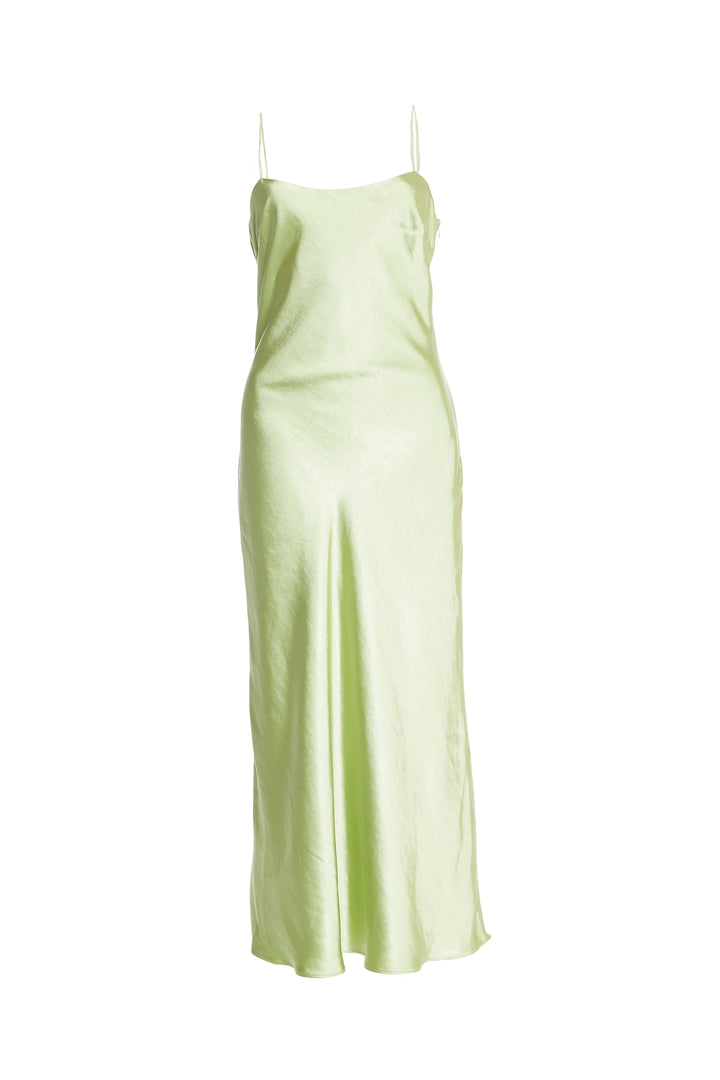 Delphine Soft Lime Midi Satin Slip Dress