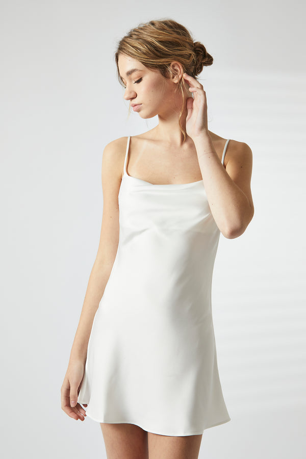 White Satin Cowl Nightie