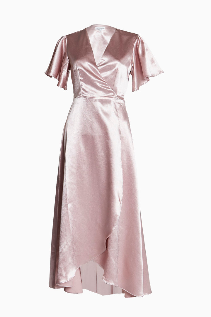 Serena Dusty-Pink Bridesmaid Wrap Midi-Dress - True Decadence Serena Dusty-Pink Bridesmaid Wrap Midi-Dress - True Decadence