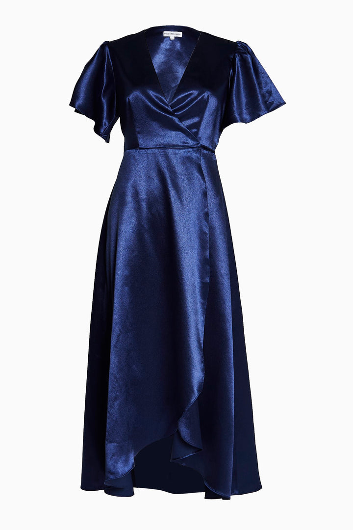 Serena Navy Bridesmaid Wrap Midi-Dress