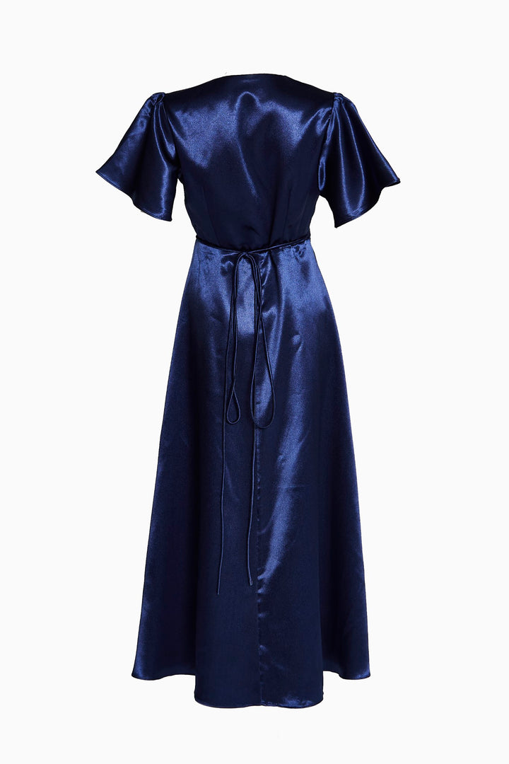 Serena Navy Bridesmaid Wrap Midi-Dress