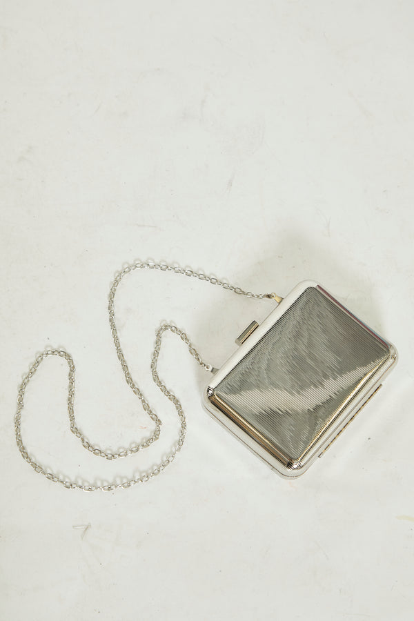 Silver Metal Box Evening Bag