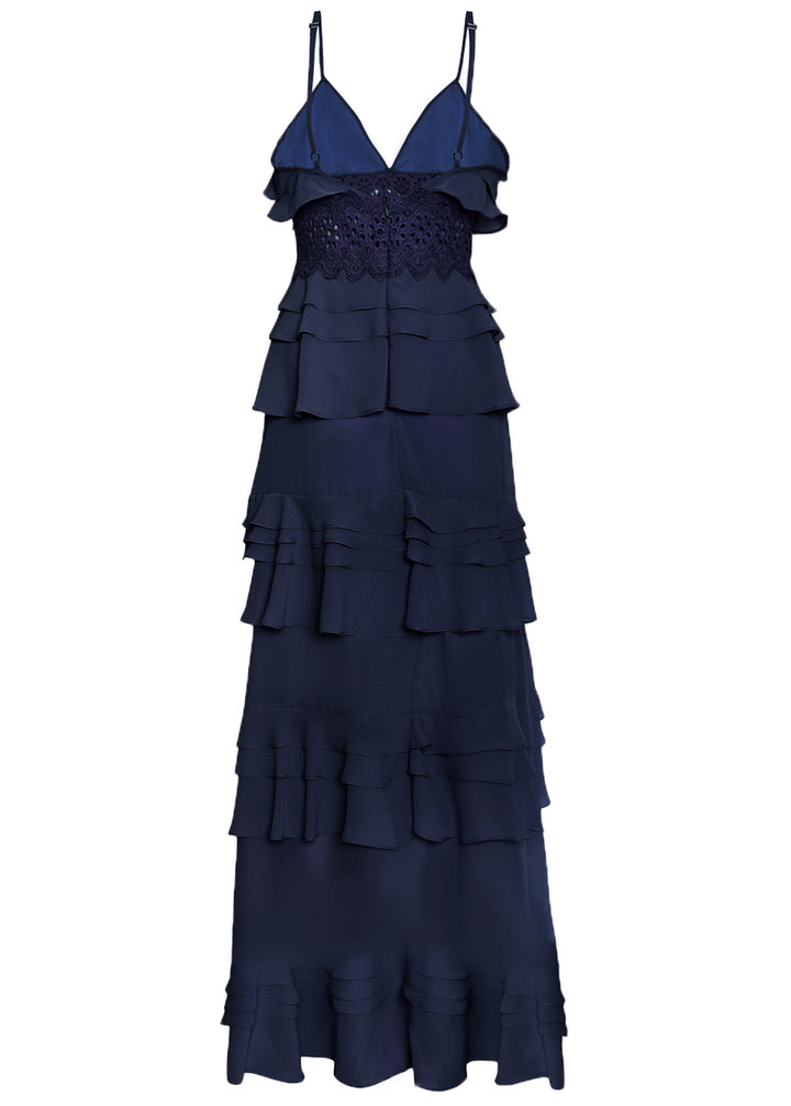 true decadence light blue pleated tiered midaxi dress BLUE TRICIA SHINY SILK WAVE MAXI DRESS | CULT MIA
