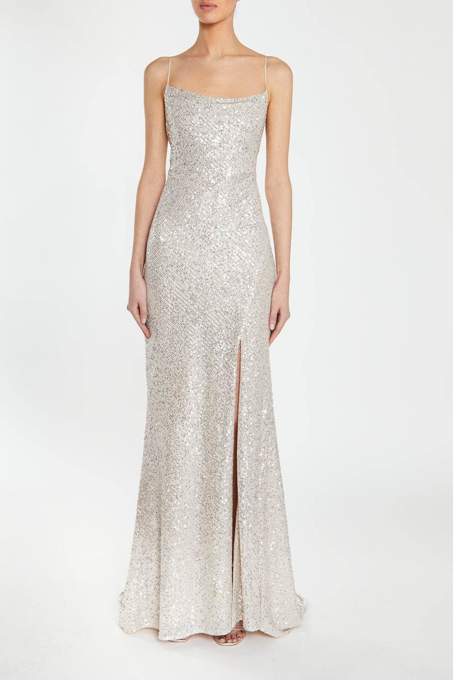 Pippa Champagne Sequin Cowl-Neck Slip Dress