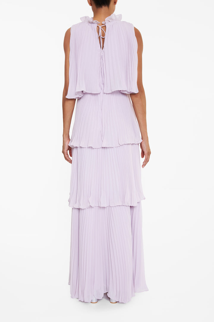 Tara Lilac Tiered Pleated Maxi Dress