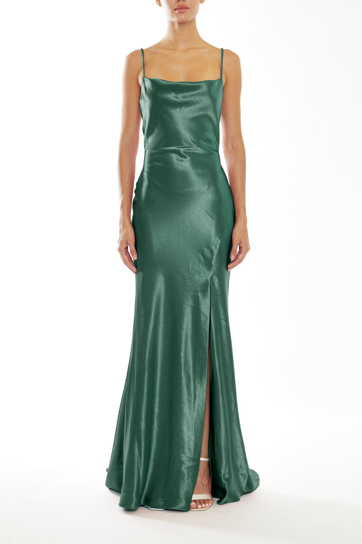 Pippa Emerald Green Bridesmaid Cowl-Neck Slip Dress