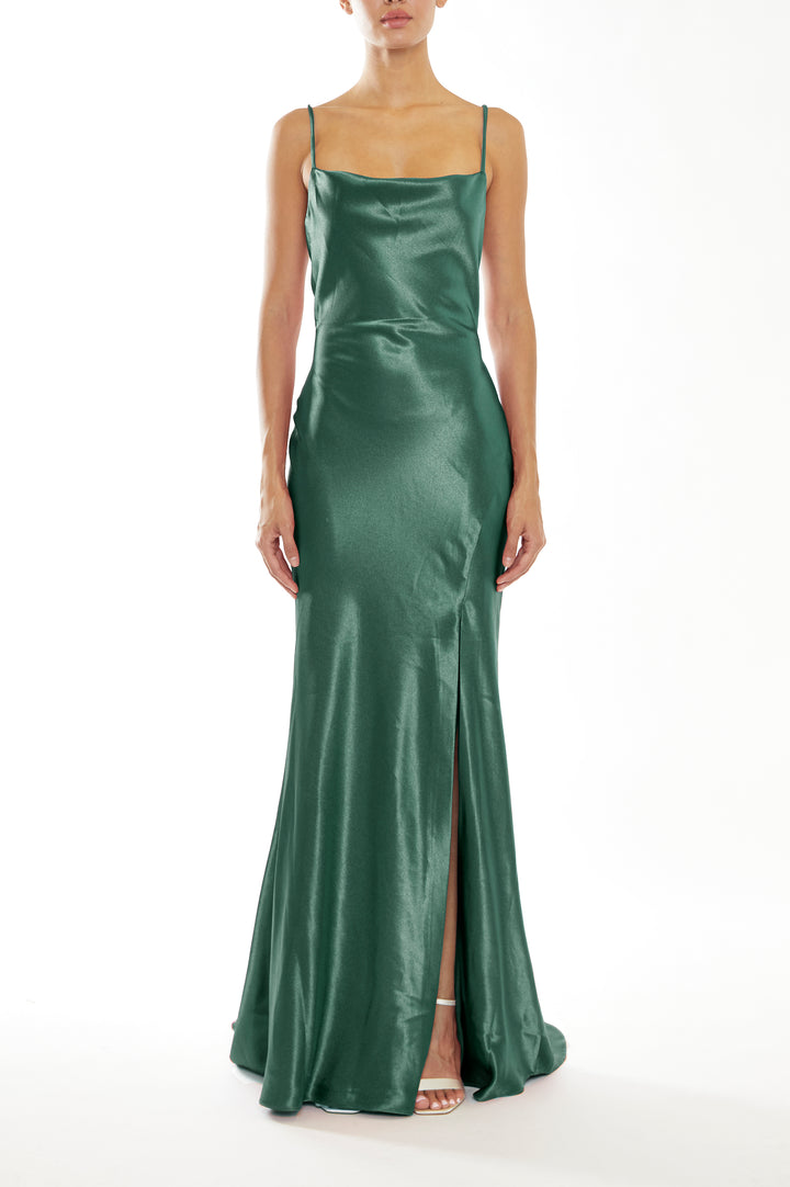 Pippa Emerald Green Bridesmaid Cowl-Neck Slip Dress - True Decadence Pippa Emerald Green Bridesmaid Cowl-Neck Slip Dress - True Decadence