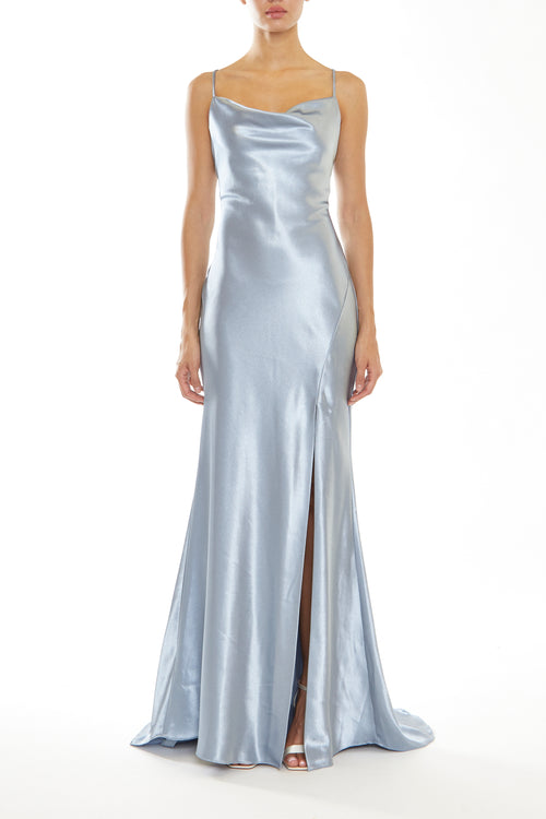 true decadence dress blue Beatrice Blue Satin Pleated Tiered Dress