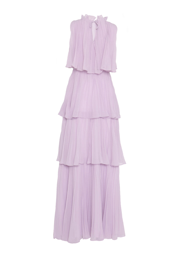 Tara Lilac Tiered Pleated Maxi Dress