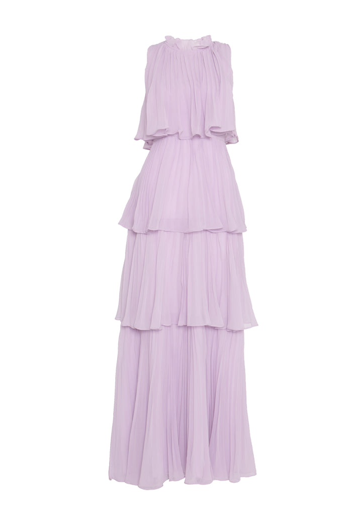 Tara Lilac Tiered Pleated Maxi Dress