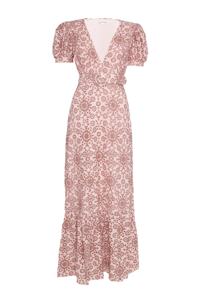 Mariana Nude Tan Broderie Anglaise Maxi-Dress