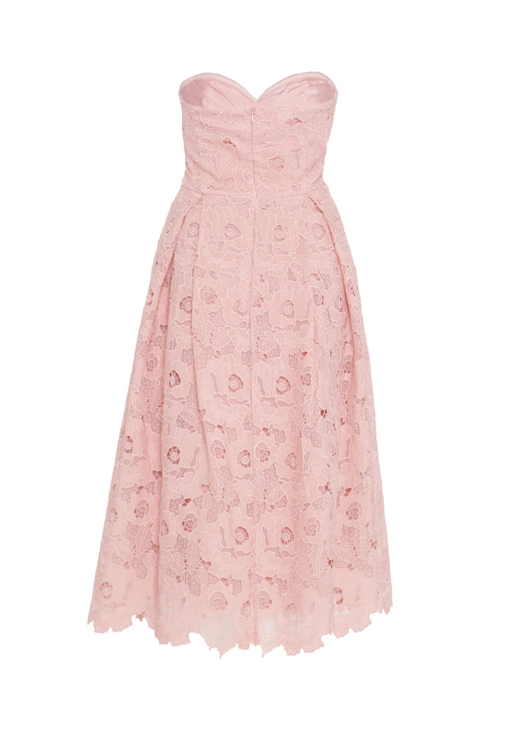 Colette Dusty Pink Cutwork Strapless Midi-Dress