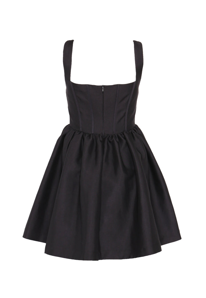 Angela Black Corseted Skater Mini-Dress
