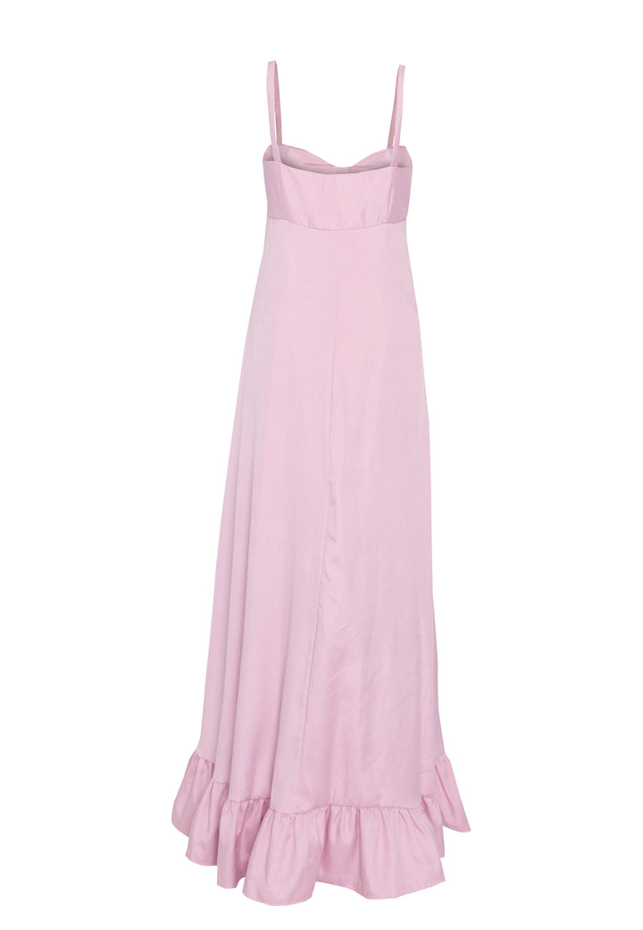 Violette Light Pink Frill Hem Maxi Dress