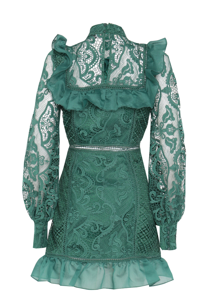 Lorene Emerald Green Lace LongSleeve MiniDress 8 True Decadence