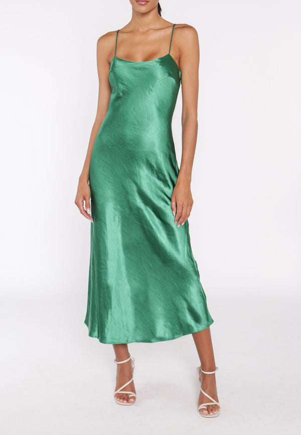 Delphine Emerald Green Midi Slip Dress
