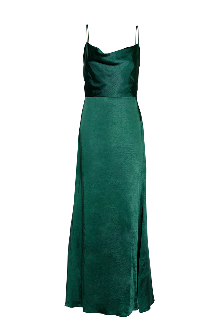 Vivian Emerald Green Cowl-Neck Bias Cut Maxi-Dress