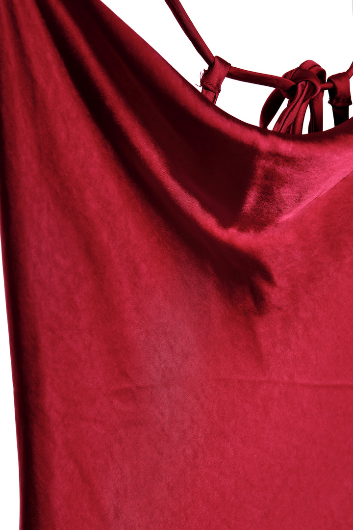 Pippa Burgundy Bridesmaid Cowl-Neck Slip Dress