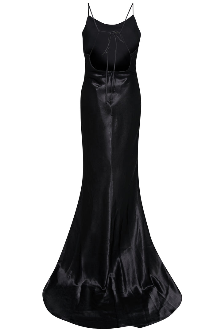 Pippa Black Bridesmaid Cowl-Neck Slip Dress
