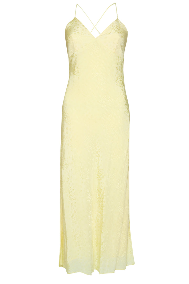 Diana Pale-Yellow Strappy Open-Back Midi Slip-Dress