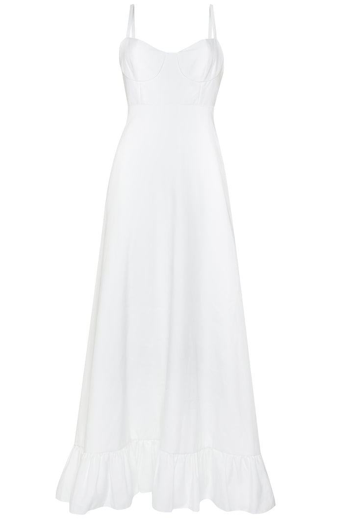 Violette White Frill Hem Maxi Dress