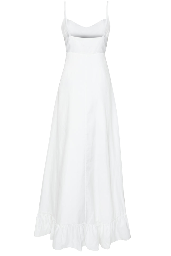 Violette White Frill Hem Maxi Dress