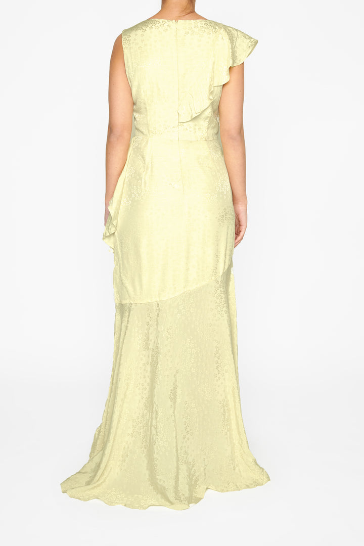 Abigail Pale-Yellow Ruffle Maxi-Dress